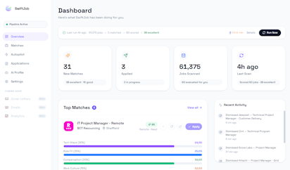 SwiftJob Dashboard